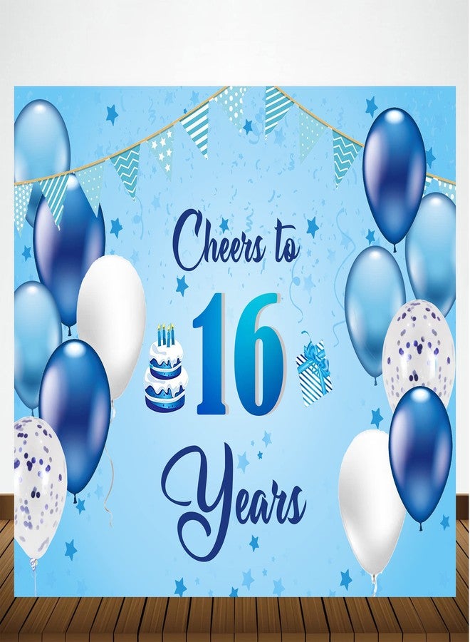 ثيم ماي بارتي خلفية تصوير لحفلة عيد الميلاد السادس عشر من ثيم ماي بارتي، لافتة، ديكور طاولة كعكة، ديكور منزلي، خلفية كشك تصوير (7 أقدام × 5 أقدام) - Image 1